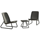ZNTS Keter Patio Furniture Set 3 Pieces Rio Graphite 405984