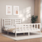 ZNTS Bed Frame without Mattress White King Size Solid Wood Pine 3192887