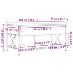 ZNTS Coffee Table Black 100x55x50 cm Engineered Wood and Metal 845336