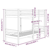 ZNTS Bunk Bed without Mattress White 90x200 cm Solid Wood Pine 3139830