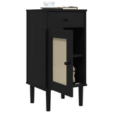 ZNTS Bedside Cabinet SENJA Rattan Look Black 40x35x80 cm Solid Wood Pine 358018