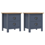 ZNTS Bedside Cabinets Hill 2pcs Grey 46x35x49.5 cm Pine Wood 288909