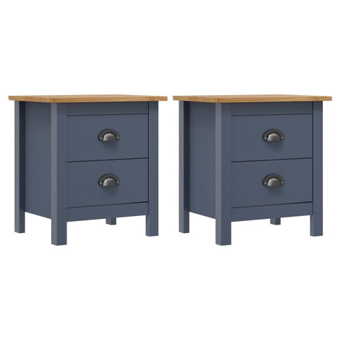 ZNTS Bedside Cabinets Hill 2pcs Grey 46x35x49.5 cm Pine Wood 288909