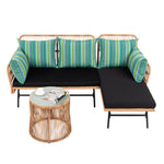 ZNTS Outdoor 3 Piece Sectional Set Patio Furniture, Rope Woven L-Shaped Conversation Sofa Set for 00283013