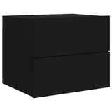 ZNTS Wall-mounted Bedside Cabinets with LED Lights 2 pcs Black 836815