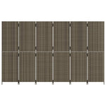 ZNTS Room Divider 6 Panels Grey Poly Rattan 365354