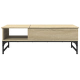 ZNTS Coffee Table Sonoma Oak 100x50x35 cm Engineered Wood and Metal 845392