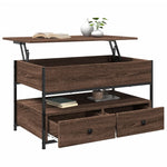 ZNTS Coffee Table Brown Oak 85x50x50 cm Engineered Wood and Metal 845390