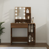 ZNTS Dressing Table with LED Brown Oak 86.5x35x136 cm 820486