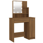 ZNTS Dressing Table with LED Brown Oak 86.5x35x136 cm 820486