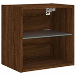 ZNTS Bedside Cabinets with LED Lights Wall-mounted 2 pcs Brown Oak 837077