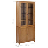 ZNTS Bookcase with 4 Doors 90x35x200 cm Solid Oak Wood and Glass 289180