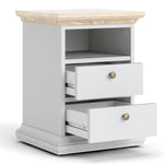 Paris Bedside 2 Drawers in White and Oak 7017030249AK