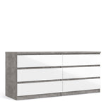 Naia Wide Chest of 6 Drawers in Concrete and White High Gloss 70276232GXUU