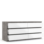 Naia Wide Chest of 6 Drawers in Concrete and White High Gloss 70276232GXUU