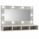 ZNTS Mirror Cabinet with LED Concrete Grey 90x31.5x62 cm 808895