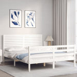 ZNTS Bed Frame without Mattress White King Size Solid Wood 3195032