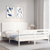 ZNTS Bed Frame without Mattress White King Size Solid Wood 3195032