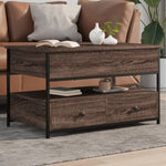 ZNTS Coffee Table Brown Oak 85x50x50 cm Engineered Wood and Metal 845390