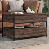 ZNTS Coffee Table Brown Oak 85x50x50 cm Engineered Wood and Metal 845390