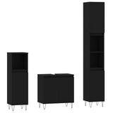 ZNTS 3 Piece Bathroom Furniture Set Black Engineered Wood 3190276
