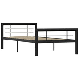 ZNTS Bed Frame without Mattress Black and White Metal 100x200 cm 284551