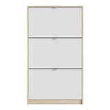 Shoes Shoe cabinet w. 3 tilting doors and 1 layer Oak structure White 72359002AK49