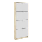 Shoes Shoe cabinet w. 4 tilting doors and 1 layer Oak structure White 72359003AK49