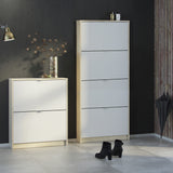Shoes Shoe cabinet w. 4 tilting doors and 1 layer Oak structure White 72359003AK49