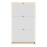 Shoes Shoe cabinet w. 3 tilting doors and 2 layers Oak structure White 72359006AK49