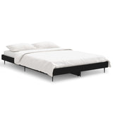ZNTS Bed Frame without Mattress Black 120x190 cm Small Double Engineered Wood 832294