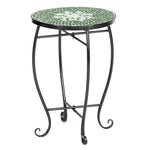 ZNTS Mosaic Round Terrace Bistro Table With Coloured Glass Green Flowers Mosaic 15824078