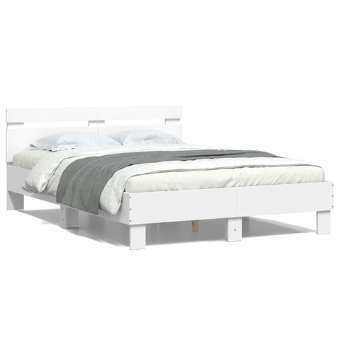 ZNTS Bed Frame with LED without Mattress White 120x200 cm 3207553