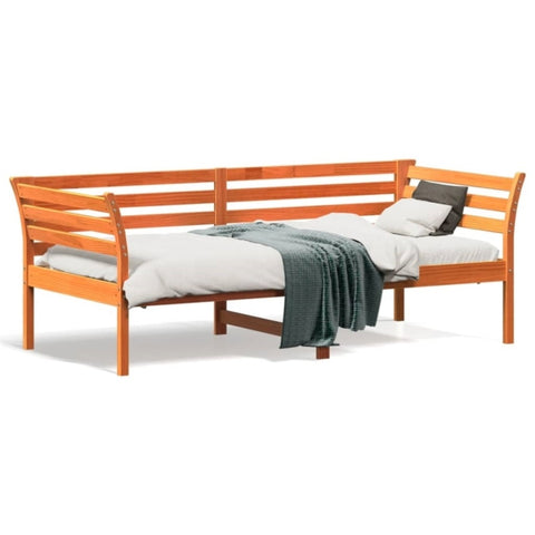 ZNTS Day Bed without Mattress Wax Brown 90x190 cm Single Solid Wood Pine 842881