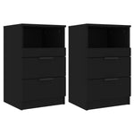 ZNTS Bedside Cabinets 2 pcs Black Engineered Wood 811235