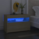 ZNTS Bedside Cabinet & LED Lights Sonoma Oak 60x35x40 cm Engineered Wood 3082780