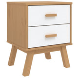 ZNTS Bedside Cabinet OLDEN White and Brown Solid Wood Pine 358584