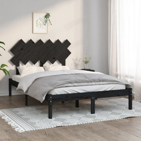 ZNTS Bed Frame without Mattress Black 120x200 cm Solid Wood 3104867