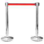 ZNTS Stanchions with Belts 4 pcs Airport Barrier Stainless Steel Silver 149576