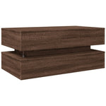 ZNTS Coffee Table with LED Lights Brown Oak 90x50x40 cm 839867