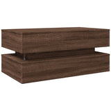 ZNTS Coffee Table with LED Lights Brown Oak 90x50x40 cm 839867