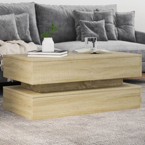 ZNTS Coffee Table with LED Lights Sonoma Oak 90x50x40 cm 839863