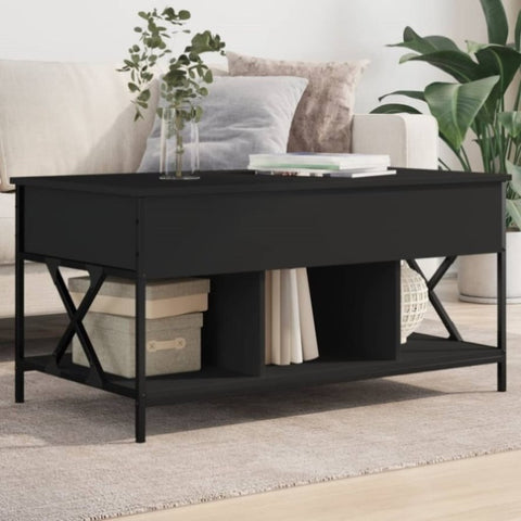 ZNTS Coffee Table Black 100x55x50 cm Engineered Wood and Metal 845336