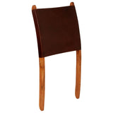 ZNTS Folding Relaxing Chair Brown Real Leather 246363