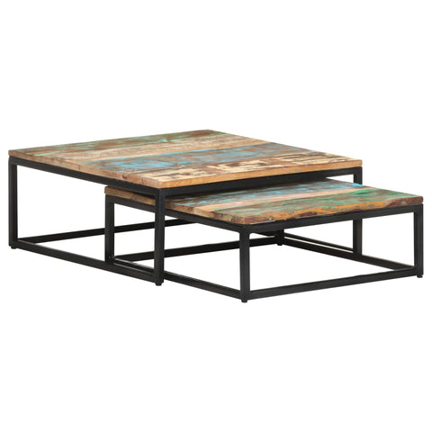 ZNTS Nesting Coffee Tables 2 pcs Solid Reclaimed Wood 320390