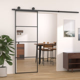 ZNTS Sliding Door Aluminium and ESG Glass 76x205 cm Black 149479