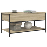 ZNTS Coffee Table Sonoma Oak 100x50x50 cm Engineered Wood and Metal 845347