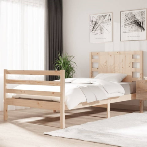 ZNTS Bed Frame without Mattress 75x190 cm Small Single Solid Wood Pine 3104243