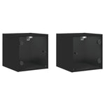 ZNTS Bedside Cabinets with Glass Doors 2 pcs Black 35x37x35 cm 836465