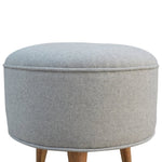 Round Grey Tweed Footstool IN140